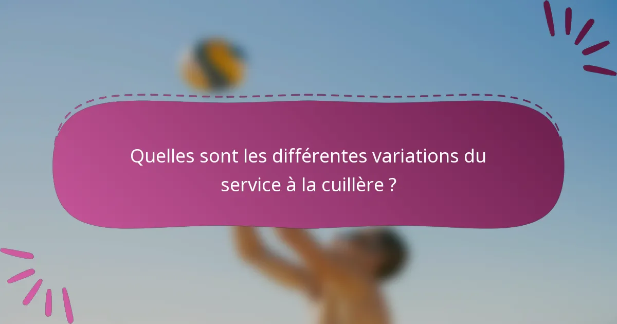 Quelles sont les différentes variations du service à la cuillère ?