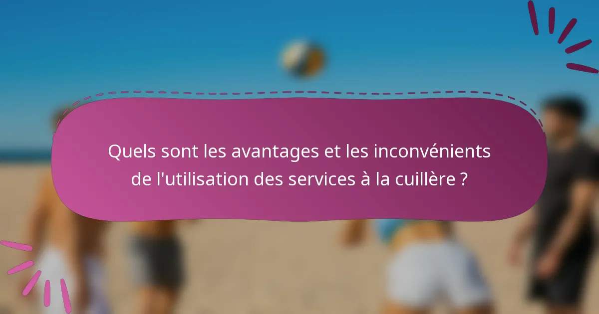 Quels sont les avantages et les inconvénients de l'utilisation des services à la cuillère ?